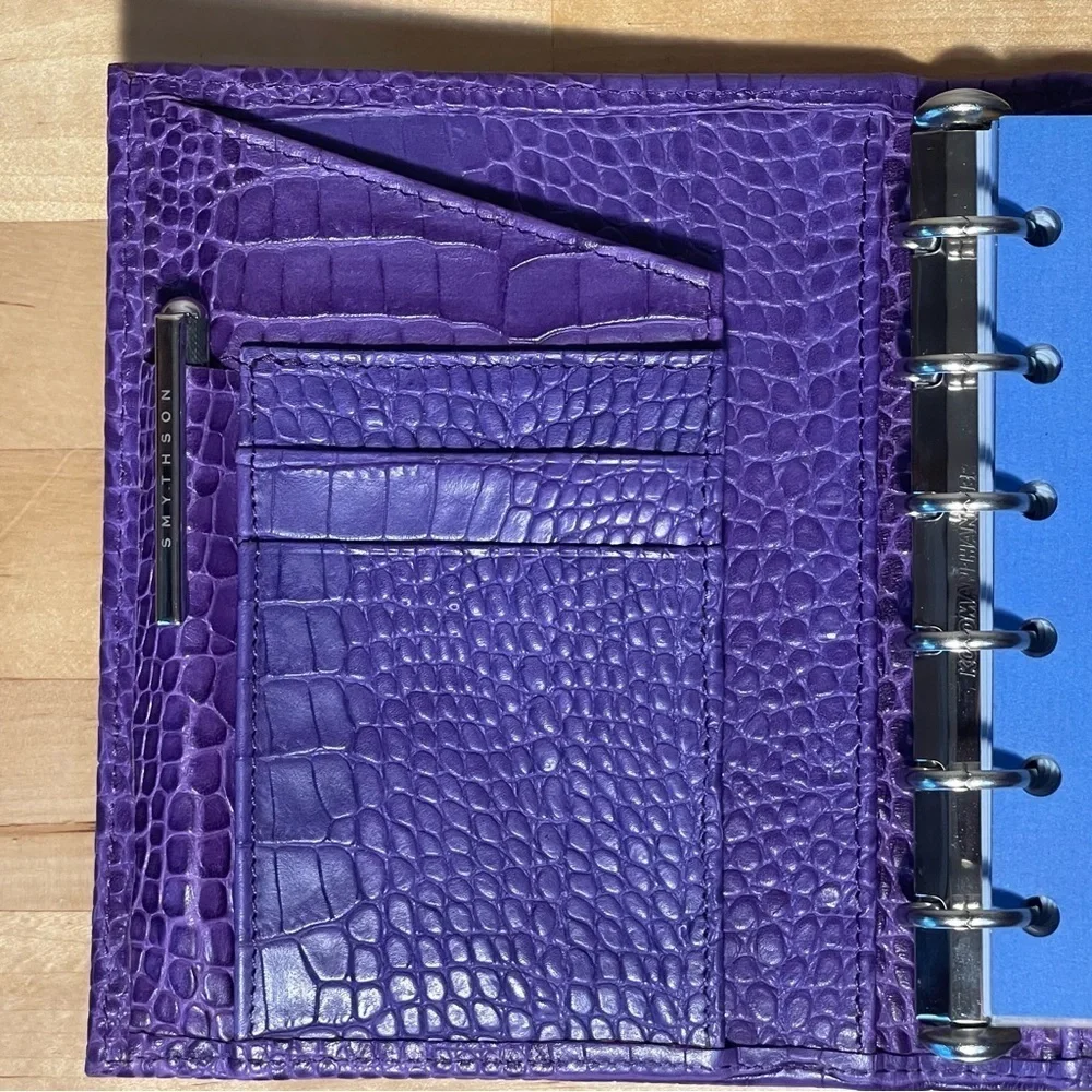 Smythson of Bond Street Bijou Organizer | Mara Purple Crocodile-Embossed Leather